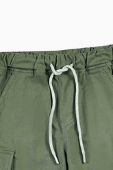 Boy  Olive Green Cotton  Cargo Shorts(Knee Length)